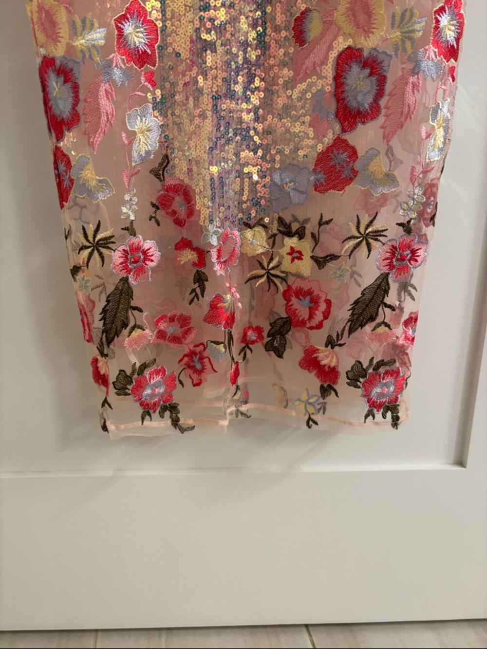 Lulu's Pink Sequin Floral Midi Slip Dress - Picture 6 of 6
